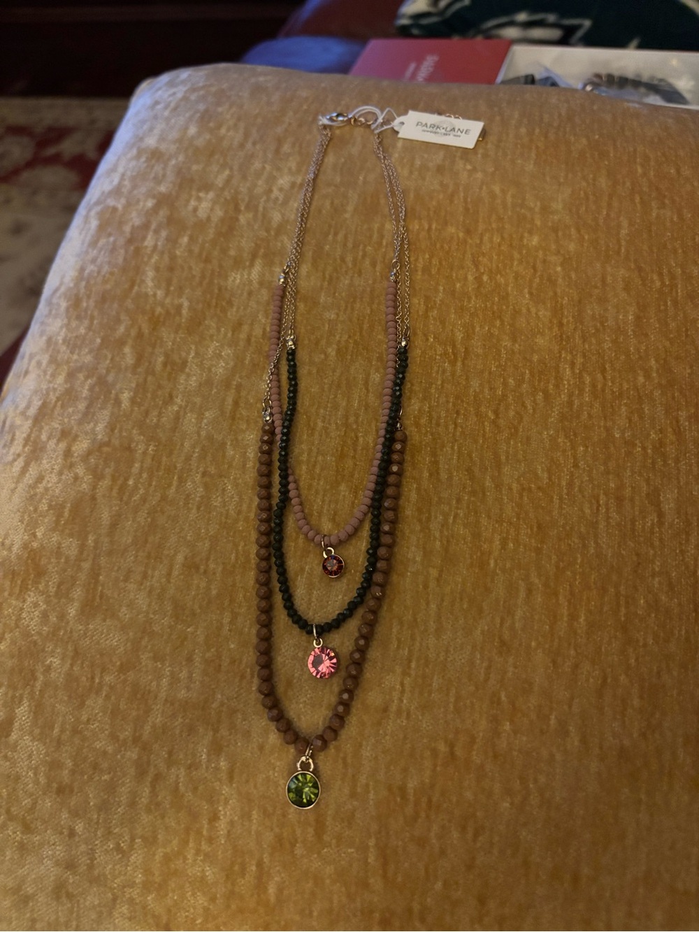 Park Lane Layered Pink, Black & Brown Pendant Necklace